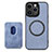 Funda Silicona Goma de Cuero Carcasa con Magnetico S08D para Apple iPhone 13 Pro Azul