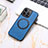 Funda Silicona Goma de Cuero Carcasa con Magnetico S11D para Apple iPhone 13 Pro Azul