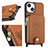 Funda Silicona Goma de Cuero Carcasa SD4 para Apple iPhone 13 Marron