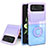 Funda Silicona Ultrafina Carcasa Transparente con Anillo de dedo Soporte S02 para Samsung Galaxy Z Flip3 5G Morado