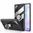 Funda Silicona Ultrafina Carcasa Transparente con Magnetico Anillo de dedo Soporte N02 para Samsung Galaxy Note 20 5G Negro