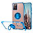 Funda Silicona Ultrafina Carcasa Transparente con Magnetico Anillo de dedo Soporte S01 para Samsung Galaxy Note 20 Ultra 5G Azul