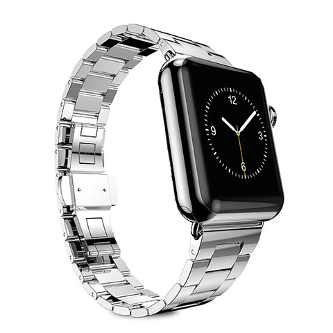 Acero Inoxidable Correa De Reloj Pulsera Eslabones para Apple iWatch 5 44mm Plata