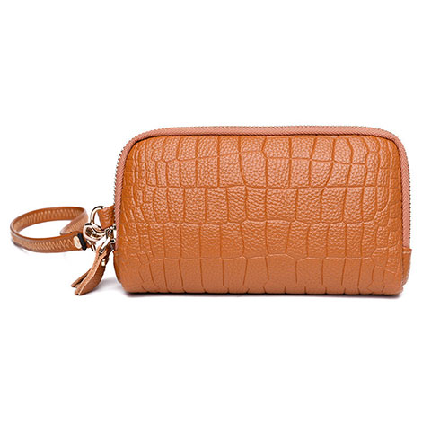 Bolso Cartera Protectora de Cuero Universal K09 Naranja