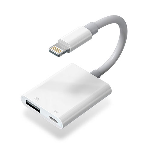 Cable Adaptador Lightning a USB OTG H01 para Apple iPhone 14 Blanco