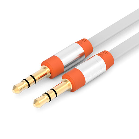 Cable Mini Jack de 3.5mm Adaptador Estereo Doble Macho Plano Audio A12 Naranja