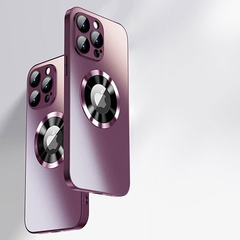 Carcasa Bumper Funda Silicona Espejo con Mag-Safe Magnetic para Apple iPhone 13 Pro Max Rojo Rosa