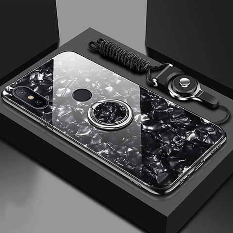 Carcasa Bumper Funda Silicona Espejo con Magnetico Anillo de dedo Soporte A01 para Xiaomi Mi 6X Negro