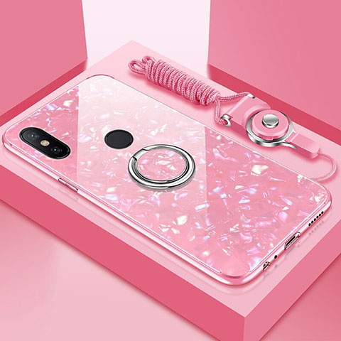 Carcasa Bumper Funda Silicona Espejo con Magnetico Anillo de dedo Soporte A01 para Xiaomi Mi 6X Oro Rosa