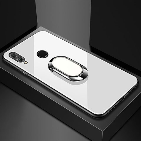 Carcasa Bumper Funda Silicona Espejo con Magnetico Anillo de dedo Soporte para Huawei Honor V10 Lite Blanco