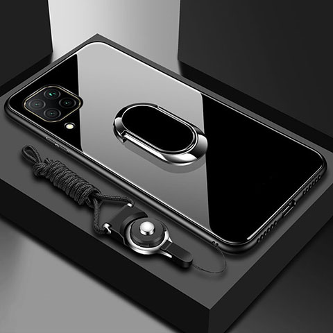 Carcasa Bumper Funda Silicona Espejo con Magnetico Anillo de dedo Soporte para Huawei P40 Lite Negro