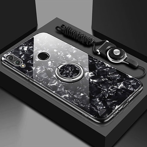 Carcasa Bumper Funda Silicona Espejo con Magnetico Anillo de dedo Soporte para Huawei Y9 (2019) Negro