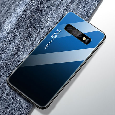 Carcasa Bumper Funda Silicona Espejo Gradiente Arco iris A01 para Samsung Galaxy S10 Plus Negro