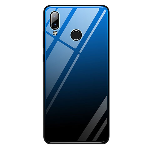 Carcasa Bumper Funda Silicona Espejo Gradiente Arco iris G01 para Huawei Honor Play Azul y Negro