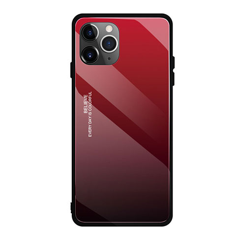 Carcasa Bumper Funda Silicona Espejo Gradiente Arco iris H01 para Apple iPhone 11 Pro Rojo