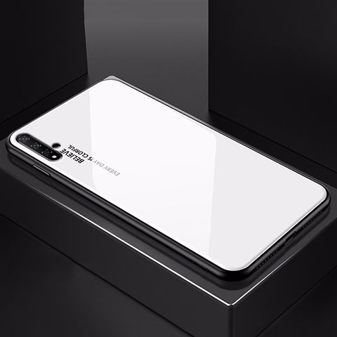 Carcasa Bumper Funda Silicona Espejo Gradiente Arco iris H01 para Huawei Honor 20 Blanco