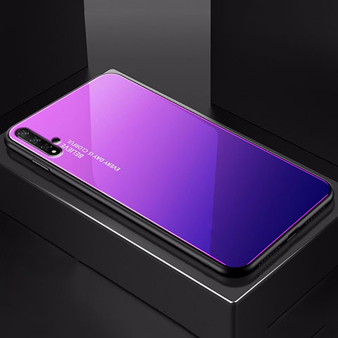 Carcasa Bumper Funda Silicona Espejo Gradiente Arco iris H01 para Huawei Honor 20 Morado