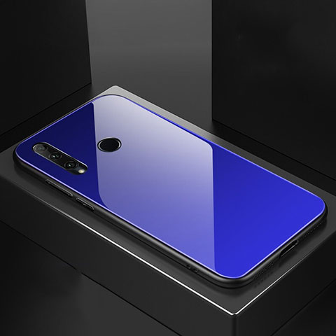 Carcasa Bumper Funda Silicona Espejo Gradiente Arco iris H01 para Huawei Honor 20E Azul