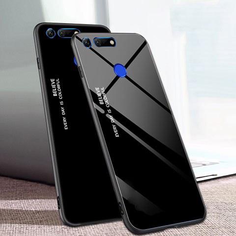 Carcasa Bumper Funda Silicona Espejo Gradiente Arco iris H01 para Huawei Honor V20 Negro