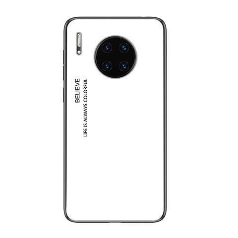 Carcasa Bumper Funda Silicona Espejo Gradiente Arco iris H01 para Huawei Mate 30 Pro Blanco