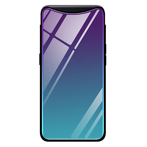 Carcasa Bumper Funda Silicona Espejo Gradiente Arco iris H01 para Oppo Find X Azul