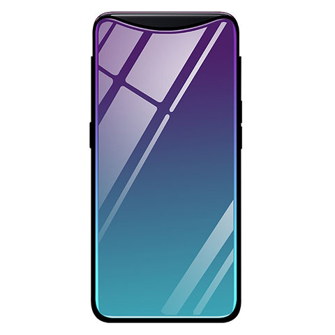 Carcasa Bumper Funda Silicona Espejo Gradiente Arco iris H01 para Oppo Find X Super Flash Edition Azul