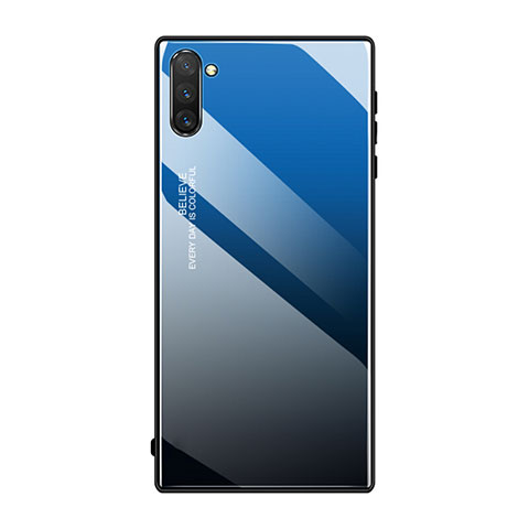 Carcasa Bumper Funda Silicona Espejo Gradiente Arco iris H01 para Samsung Galaxy Note 10 5G Azul