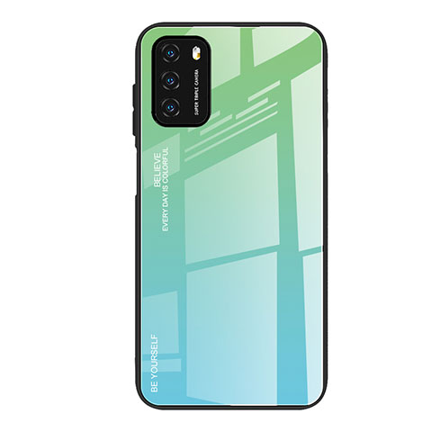 Carcasa Bumper Funda Silicona Espejo Gradiente Arco iris H01 para Xiaomi Poco M3 Verde