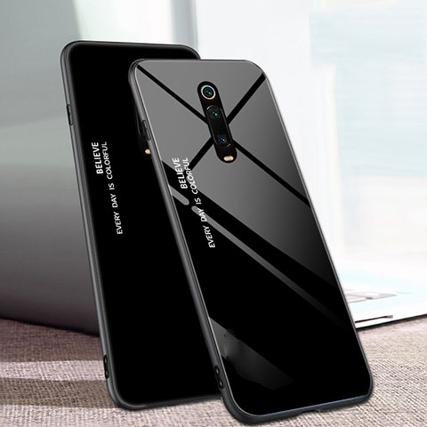 Carcasa Bumper Funda Silicona Espejo Gradiente Arco iris H01 para Xiaomi Redmi K20 Negro