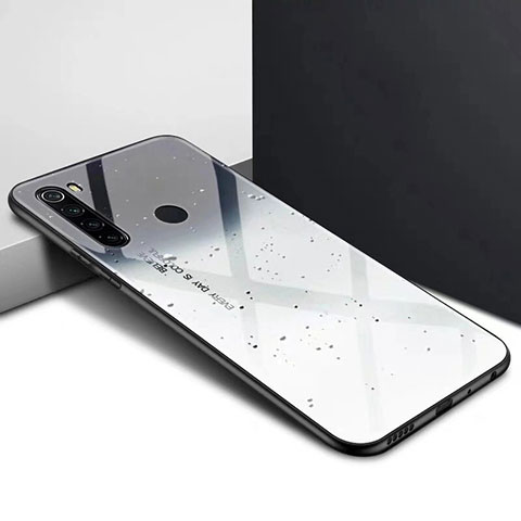 Carcasa Bumper Funda Silicona Espejo Gradiente Arco iris H01 para Xiaomi Redmi Note 8 Plata