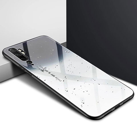Carcasa Bumper Funda Silicona Espejo Gradiente Arco iris H02 para Xiaomi Mi Note 10 Pro Gris
