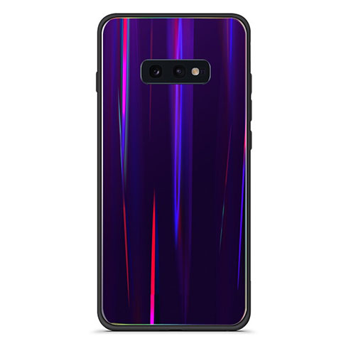 Carcasa Bumper Funda Silicona Espejo Gradiente Arco iris H04 para Samsung Galaxy S10e Morado