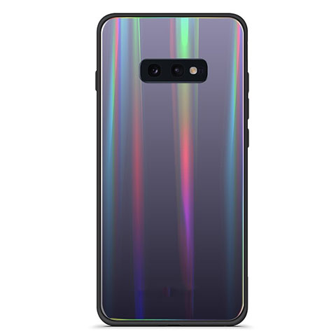 Carcasa Bumper Funda Silicona Espejo Gradiente Arco iris H04 para Samsung Galaxy S10e Negro
