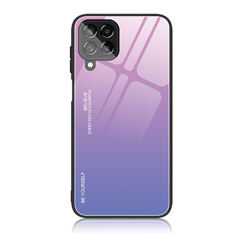 Carcasa Bumper Funda Silicona Espejo Gradiente Arco iris JD1 para Samsung Galaxy M53 5G Purpura Claro