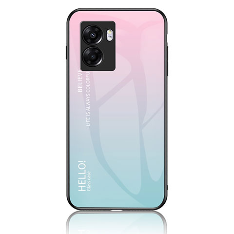 Carcasa Bumper Funda Silicona Espejo Gradiente Arco iris LS1 para OnePlus Nord N300 5G Cian