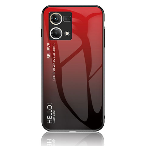 Carcasa Bumper Funda Silicona Espejo Gradiente Arco iris LS1 para Oppo Reno7 4G Rojo