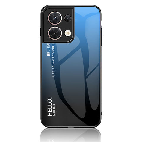 Carcasa Bumper Funda Silicona Espejo Gradiente Arco iris LS1 para Oppo Reno8 5G Azul