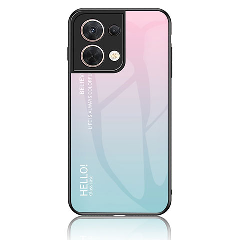 Carcasa Bumper Funda Silicona Espejo Gradiente Arco iris LS1 para Oppo Reno8 5G Cian