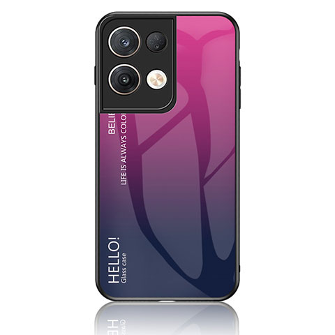 Carcasa Bumper Funda Silicona Espejo Gradiente Arco iris LS1 para Oppo Reno9 Pro+ Plus 5G Rosa Roja
