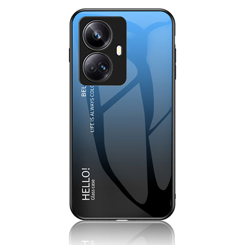 Carcasa Bumper Funda Silicona Espejo Gradiente Arco iris LS1 para Realme 10 Pro+ Plus 5G Azul
