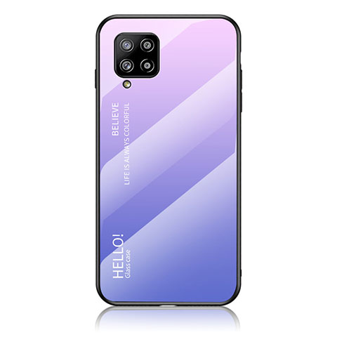 Carcasa Bumper Funda Silicona Espejo Gradiente Arco iris LS1 para Samsung Galaxy A42 5G Purpura Claro
