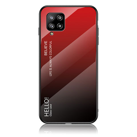 Carcasa Bumper Funda Silicona Espejo Gradiente Arco iris LS1 para Samsung Galaxy A42 5G Rojo
