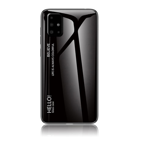 Carcasa Bumper Funda Silicona Espejo Gradiente Arco iris LS1 para Samsung Galaxy A51 4G Negro