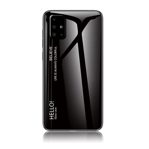Carcasa Bumper Funda Silicona Espejo Gradiente Arco iris LS1 para Samsung Galaxy A71 5G Negro