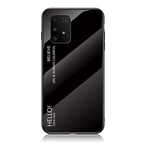 Carcasa Bumper Funda Silicona Espejo Gradiente Arco iris LS1 para Samsung Galaxy A91 Negro
