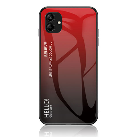 Carcasa Bumper Funda Silicona Espejo Gradiente Arco iris LS1 para Samsung Galaxy M04 Rojo