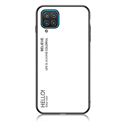 Carcasa Bumper Funda Silicona Espejo Gradiente Arco iris LS1 para Samsung Galaxy M12 Blanco