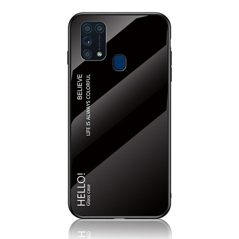 Carcasa Bumper Funda Silicona Espejo Gradiente Arco iris LS1 para Samsung Galaxy M21s Negro
