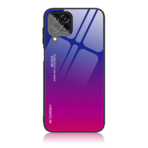 Carcasa Bumper Funda Silicona Espejo Gradiente Arco iris LS1 para Samsung Galaxy M33 5G Rosa Roja