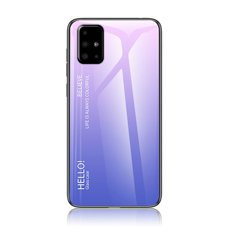 Carcasa Bumper Funda Silicona Espejo Gradiente Arco iris LS1 para Samsung Galaxy M40S Purpura Claro
